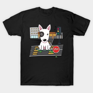 Funny bull terrier is on a skateboard T-Shirt